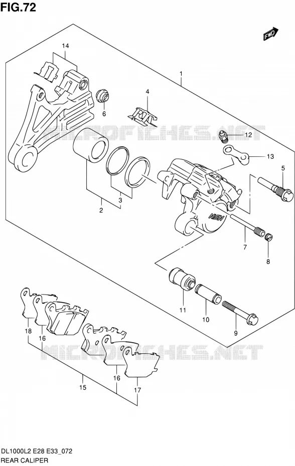 REAR CALIPER Suzuki MOTO 1000 V-STROM 2012  DL1000L2(E03,E28,E33)