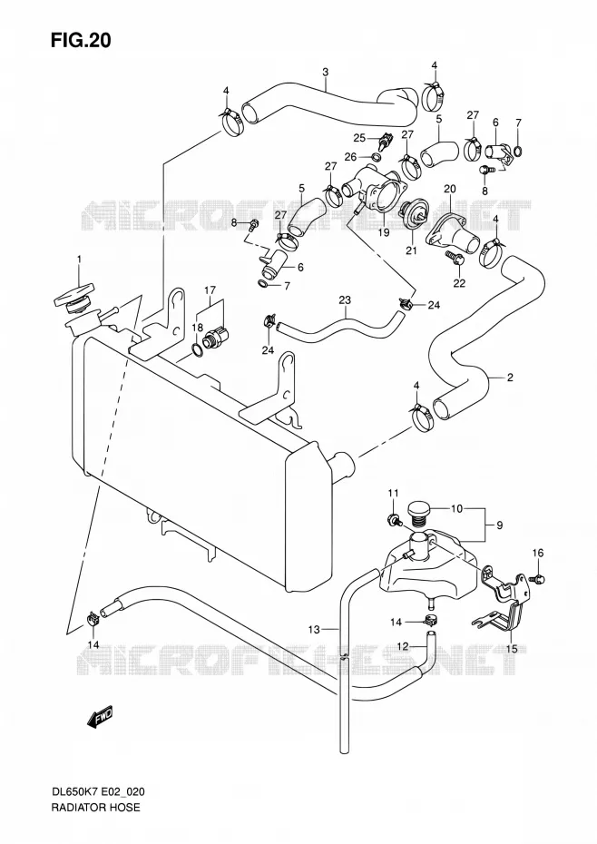 RADIATOR SLANG Suzuki MOTO 650 V-STROM 2007  DL650 K7 (E02,E19,E24)
