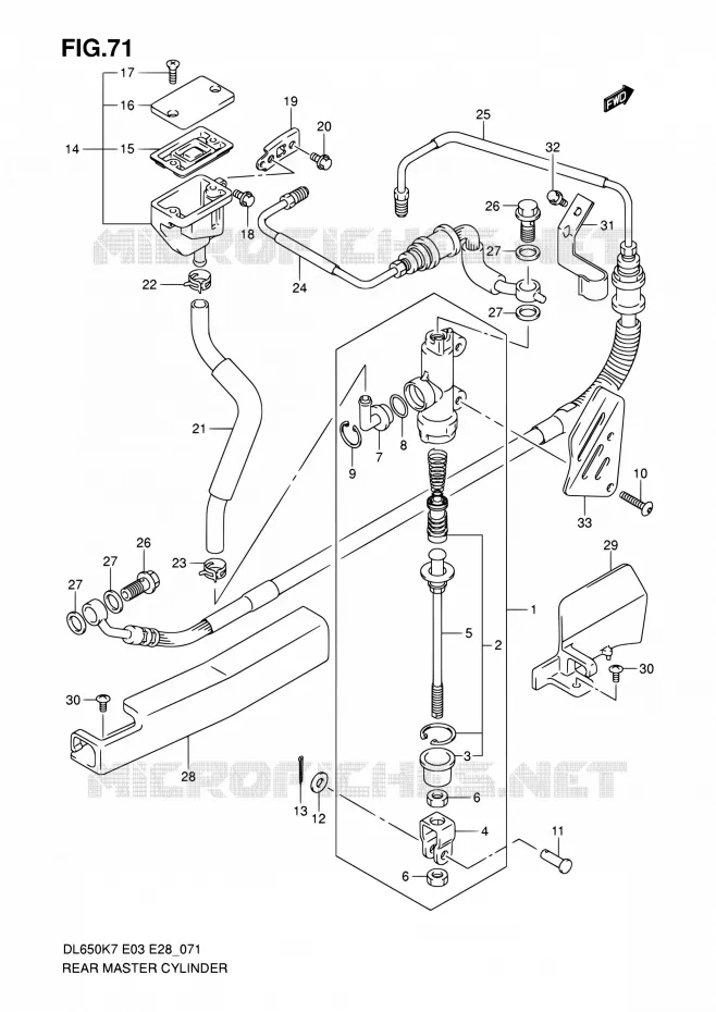 ACHTER HOOFDREMCILINDER (DL650AK7/AK8/AK9/AL0) Suzuki MOTO 650 V-STROM 2007  DL650 K7 (E03,E28,E33)
