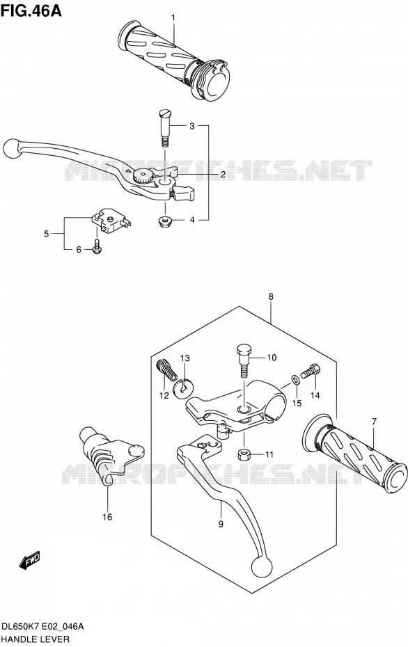 HANDGRIPS - LEVERS (MODEL K9) Suzuki MOTO 650 V-STROM 2009  DL650 K9 (E02,E19,E24,E37)
