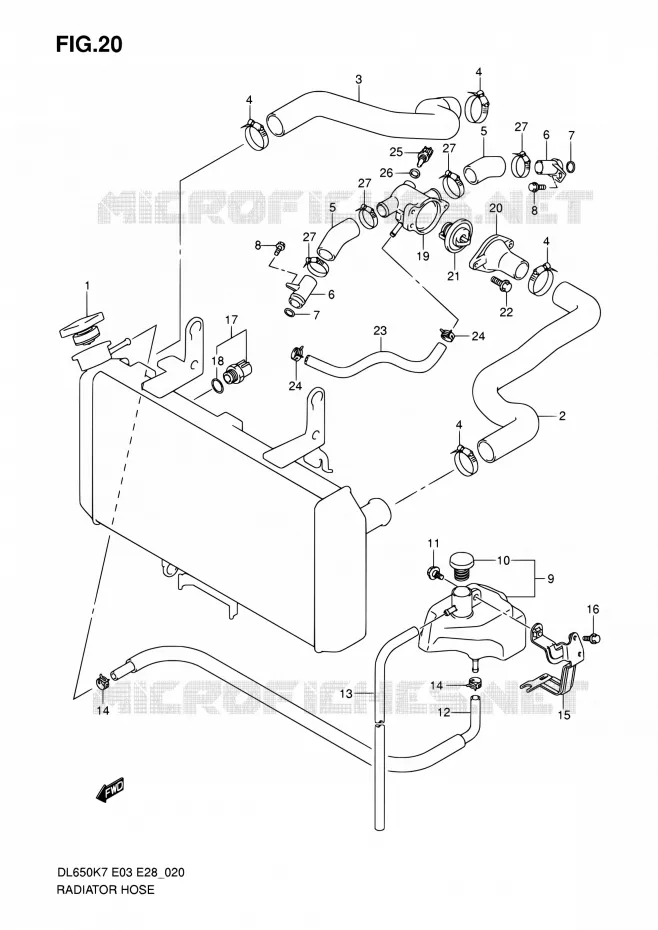 RADIATOR SLANG Suzuki MOTO 650 V-STROM 2009  DL650 K9 (E03,E28,E33)