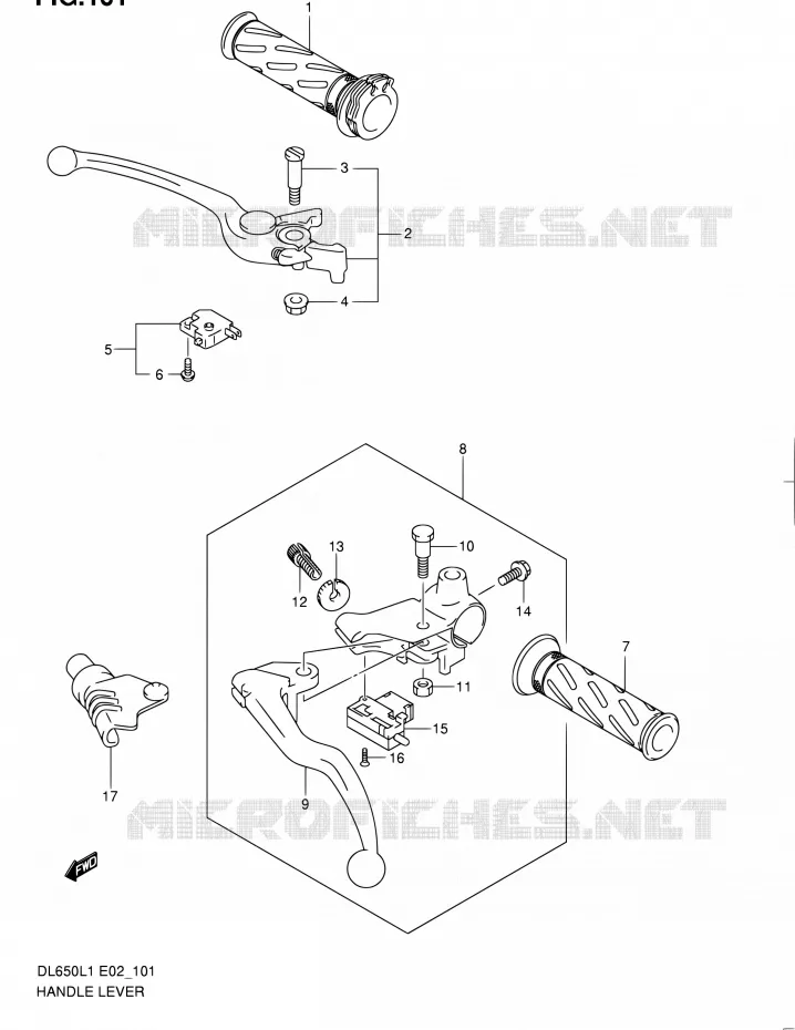 HANDGRIPS - LEVERS (DL650L1 E02) Suzuki MOTO 650 V-STROM 2011  DL650 L1 (E02,E19,E24)