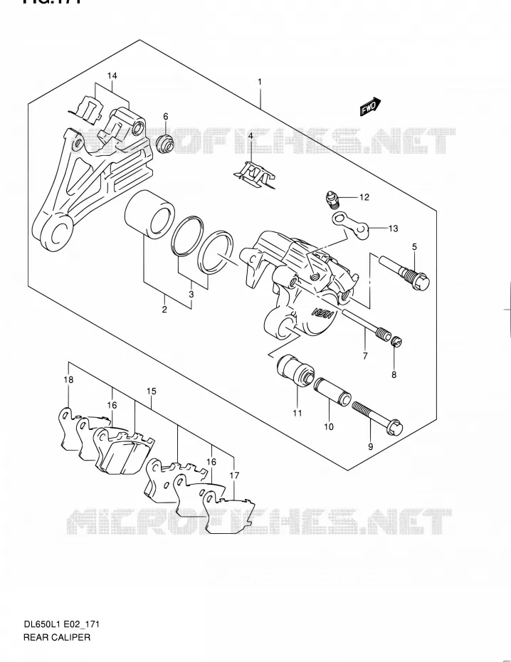 REAR CALIPER (DL650L1 E24) Suzuki MOTO 650 V-STROM 2011  DL650 L1 (E02,E19,E24)