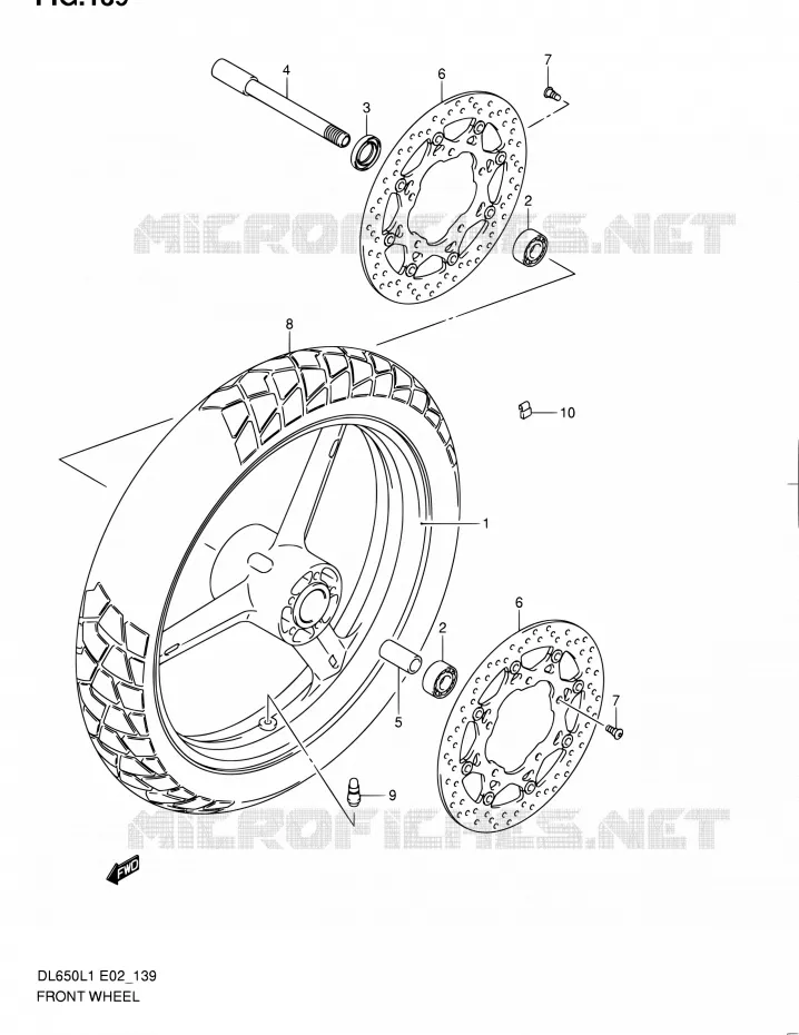 VOORWIEL (DL650UEL1 E19) Suzuki MOTO 650 V-STROM 2011  DL650 L1 (E02,E19,E24)