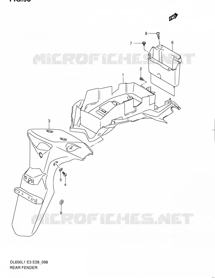 ACHTERSPATBORD (DL650L1 E03) Suzuki MOTO 650 V-STROM 2011  DL650 L1 (E03,E28,E33)