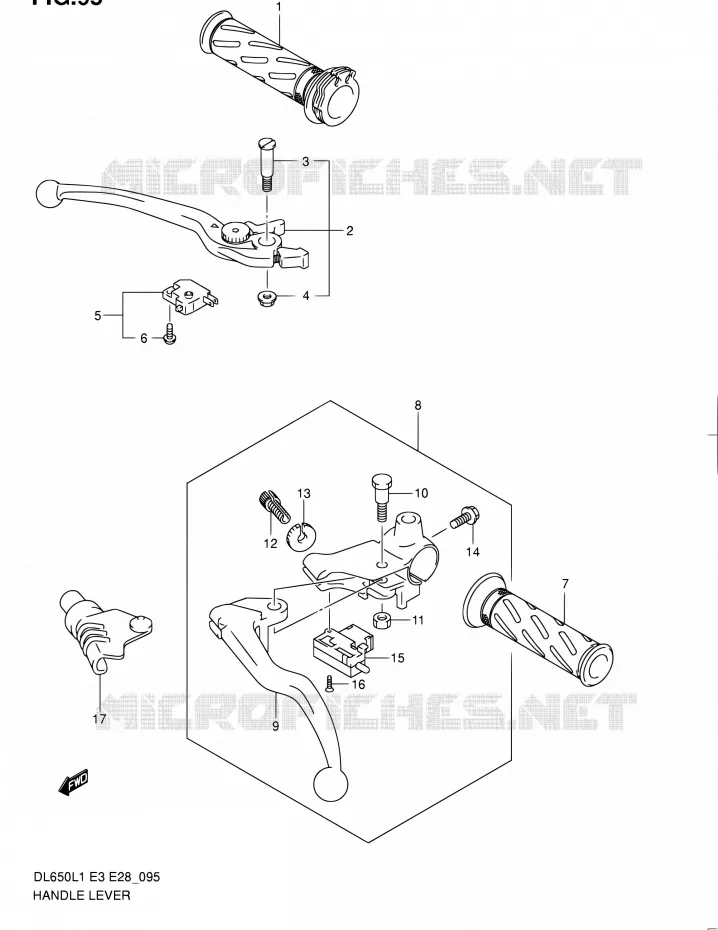 HANDGRIPS - LEVERS (DL650AL1 E03) Suzuki MOTO 650 V-STROM 2011  DL650 L1 (E03,E28,E33)