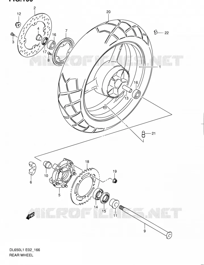 ACHTERWIEL (DL650AL1 E24) Suzuki MOTO 650 V-STROM 2011  DL650A L1 (E02,E19,E24)