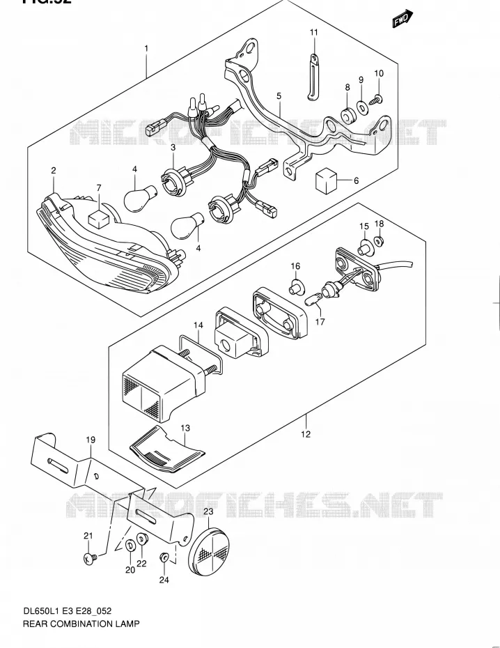 TAIL LIGHT ASSY Suzuki MOTO 650 V-STROM 2011  DL650A L1 (E03,E28,E33)