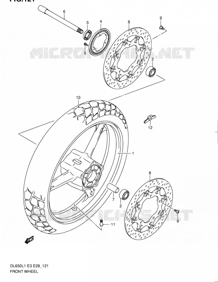 VOORWIEL (DL650AL1 E03) Suzuki MOTO 650 V-STROM 2011  DL650A L1 (E03,E28,E33)