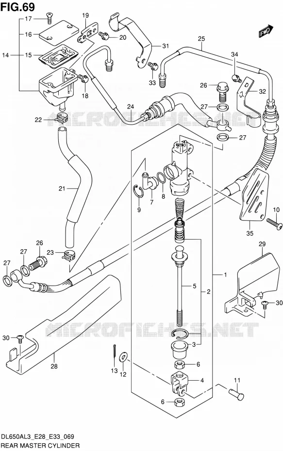 ACHTER HOOFDREMCILINDER Suzuki MOTO 650 V-STROM 2013  DL650A L3 (E03,E28,E33)