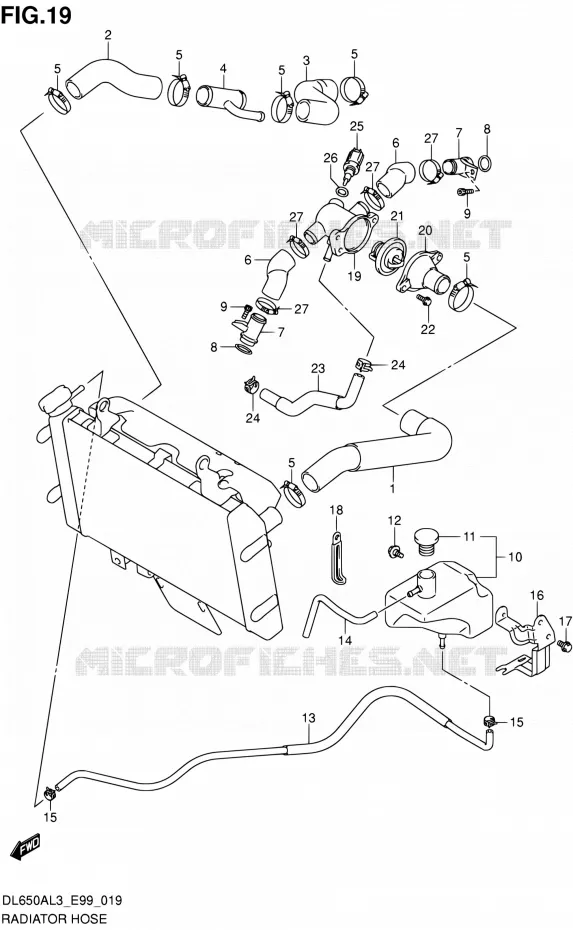 RADIATOR SLANG Suzuki MOTO 650 V-STROM 2013  DL650A L3 (E99)