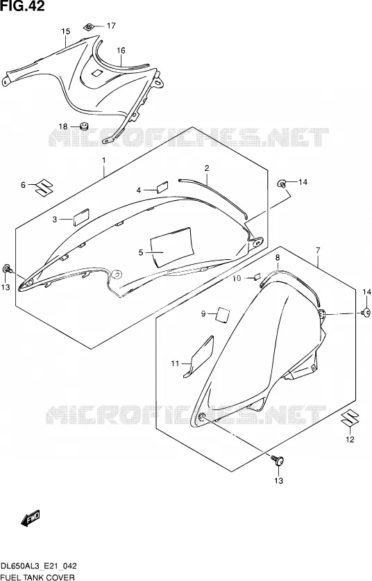 FUEL TANK - COVERS Suzuki MOTO 650 V-STROM 2013  DL650AUE L3 (E21)