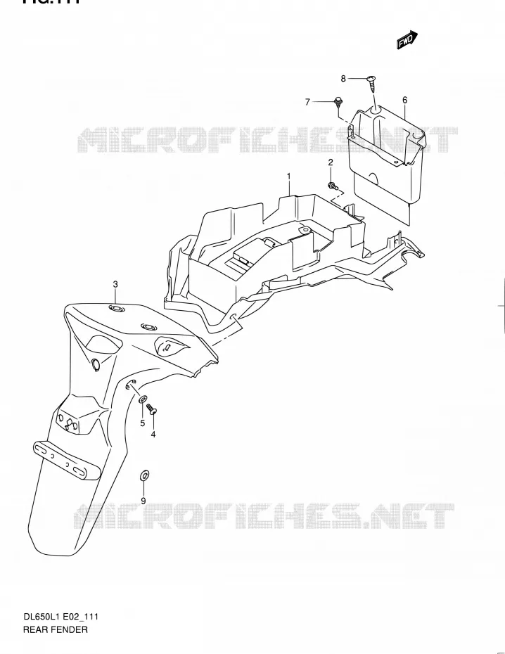 ACHTERSPATBORD (DL650L1 E24) Suzuki MOTO 650 V-STROM 2011  DL650UEL1(E19)