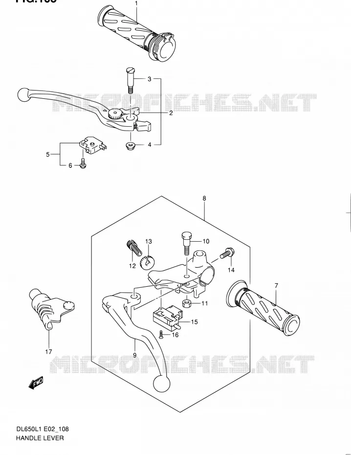 HANDGRIPS - LEVERS (DL650AUEL1 E19) Suzuki MOTO 650 V-STROM 2011  DL650UEL1(E19)