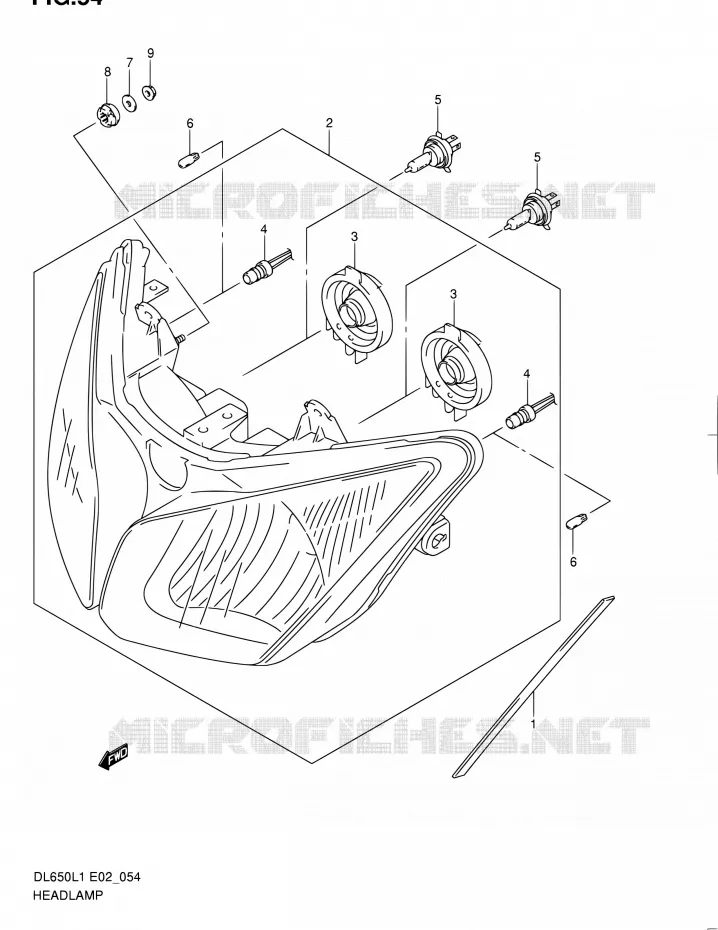 KOPLAMP (DL650AL1 E02) Suzuki MOTO 650 V-STROM 2011  DL650UEL1(E19)