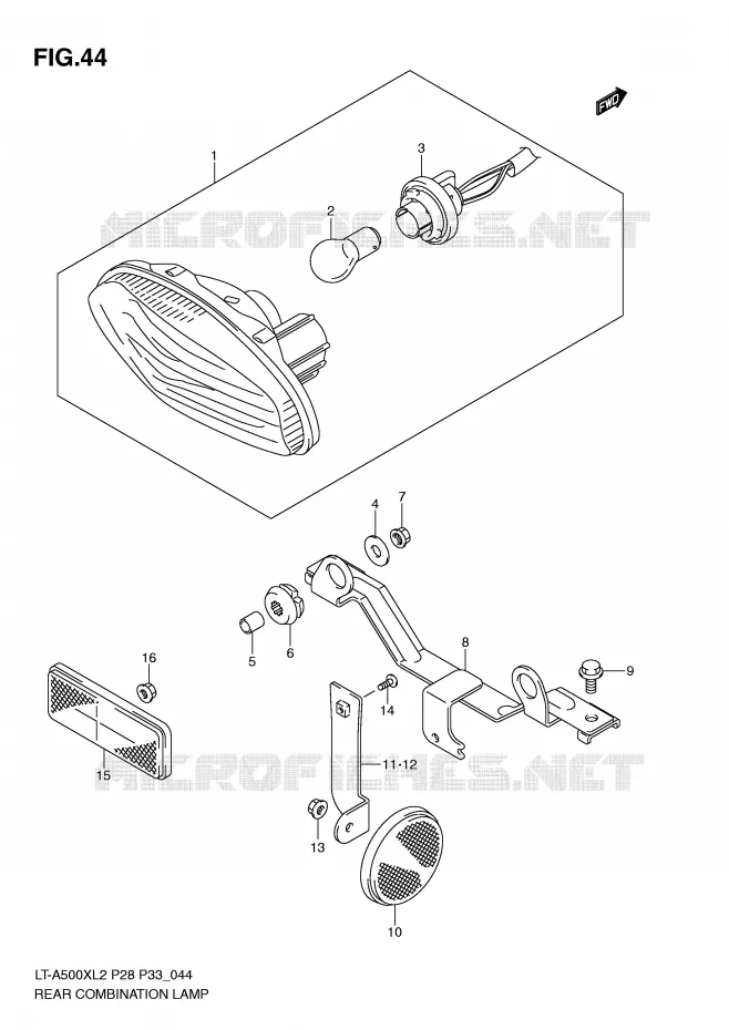ACHTERLICHT (LT-A500XZL2 P28) Suzuki QUAD 500 VINSON 2012  LT-A500XZL2(P28)