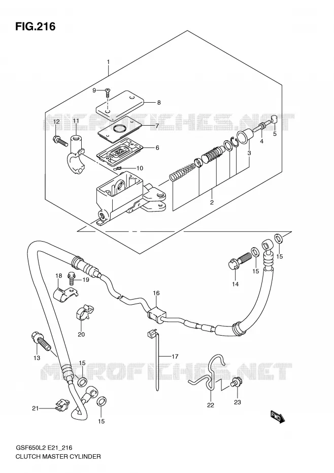 CLUTCH HOOFDREMCILINDER (GSF650UAL2 E21) Suzuki MOTO 650 BANDIT 2012  GSF650SUAL2(E21)