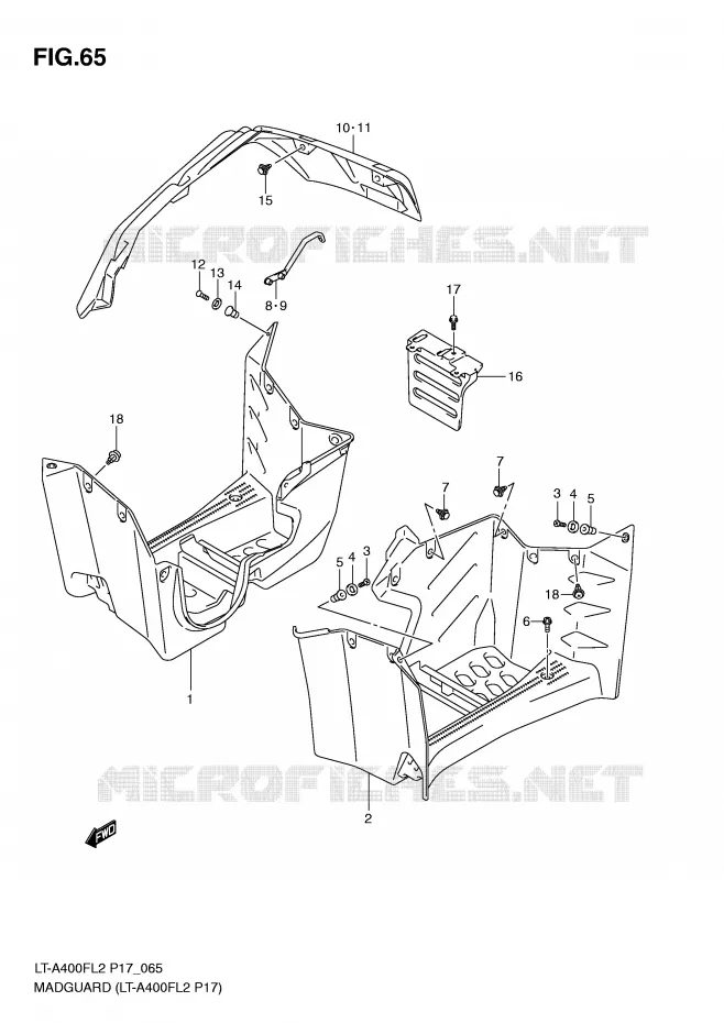 SPATBORD (LT-A400FL2 P17) Suzuki QUAD 400 KINGQUAD 2012  LT-F400FZL2(P17)