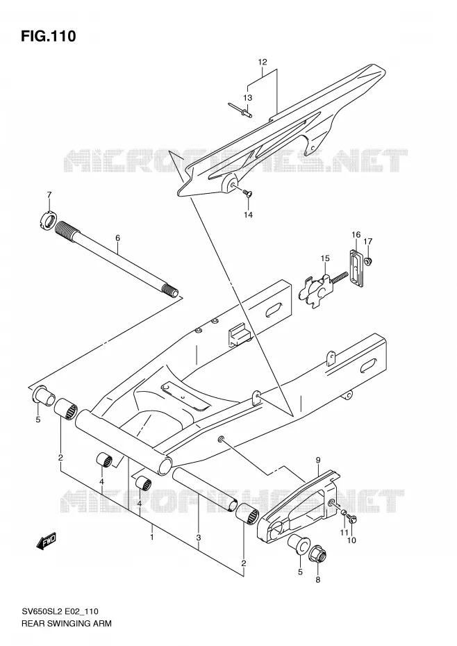 SWINGARM (SV650SL2 E2) Suzuki MOTO 650 SV 2012  SV650SL2(E02)