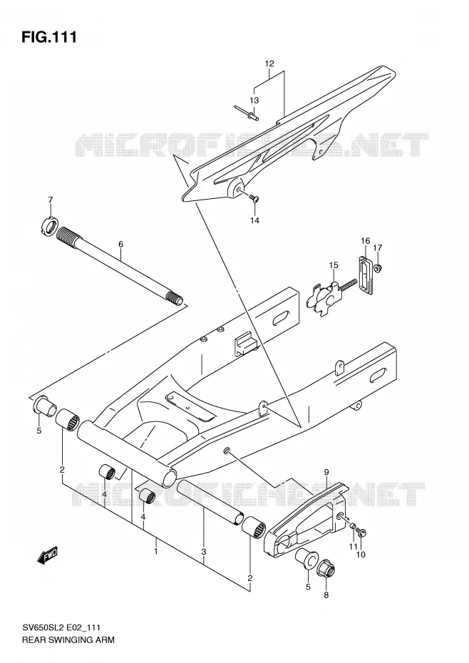 SWINGARM (SV650SL2 E24) Suzuki MOTO 650 SV 2012  SV650SUL2(E02)