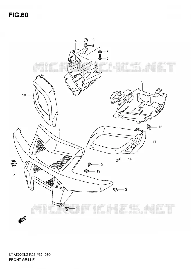 VOORBUMPER - KOPLAMPHUIS (LT-A500XZL2 P28) Suzuki QUAD 500 VINSON 2012  LT-A500XZL2(P28)