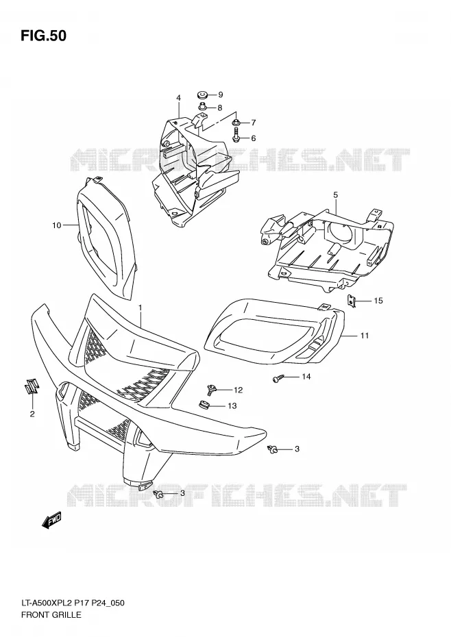 VOORBUMPER - KOPLAMPHUIS Suzuki QUAD 500 KINGQUAD 2012  LT-A500XPZL2(P17)