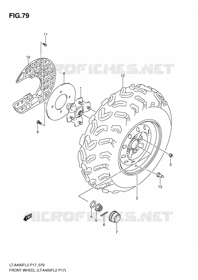 VOORWIEL (LT-A400FL2 P17) Suzuki QUAD 400 KINGQUAD 2012  LT-F400L2(P17)
