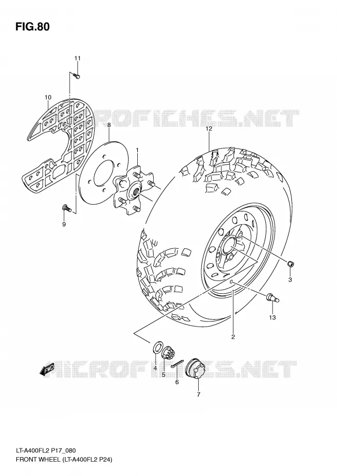 VOORWIEL (LT-A400FL2 P24) Suzuki QUAD 400 KINGQUAD 2012  LT-A400FL2(P17)