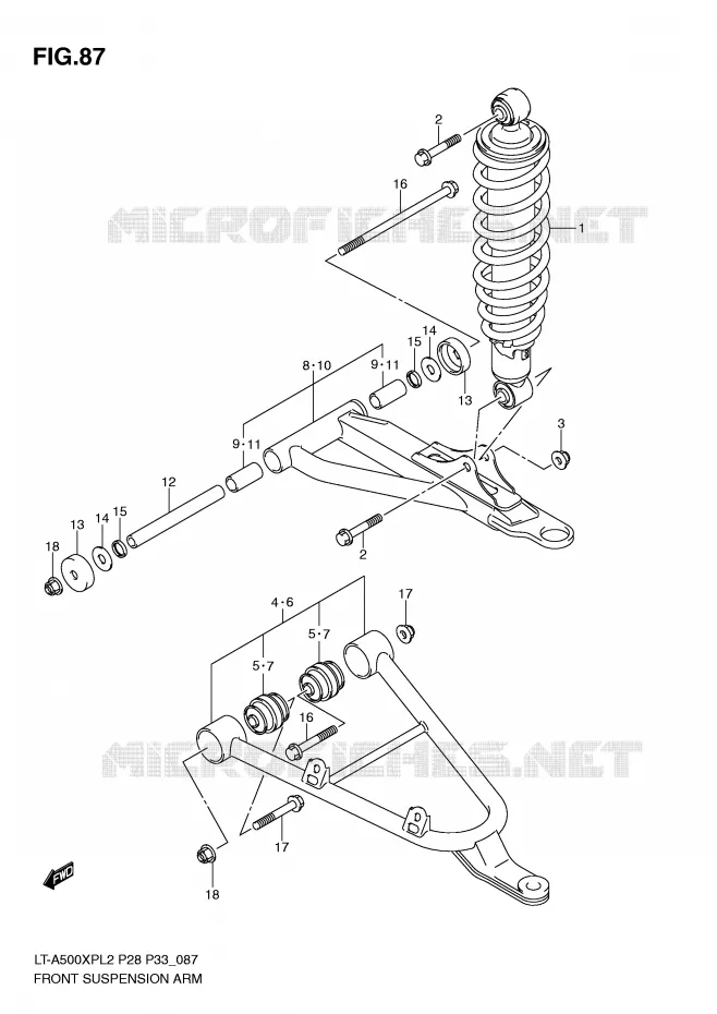 VOORWIELOPHANGING ARM Suzuki QUAD 500 KINGQUAD 2012  LT-A500XPZL2(P28)