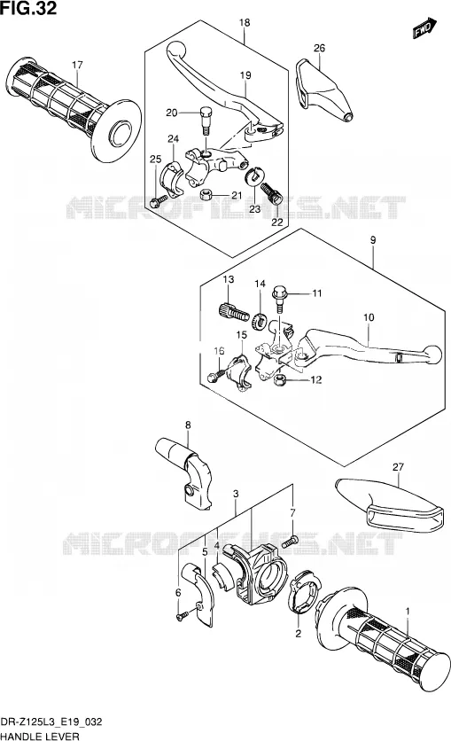 HANDGRIPS - LEVERS (DR-Z125L3 E19) Suzuki MOTO 125 DR-Z 2013  DR-Z125 L3 (E19)
