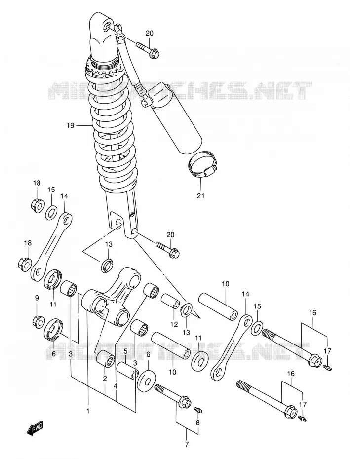 SCHOKBREKER AANEENSCHAKELING Suzuki MOTO 250 DR-Z 2001  DR-Z250 K1 (E03,E28,E33)