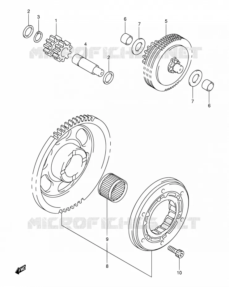 STARTMOTOR CLUTCH (DR-Z400EY/EK1/EK2/EK3/EK4) Suzuki MOTO 400 DR-Z 2001  DR-Z400 K1 (E03,E28,E33)