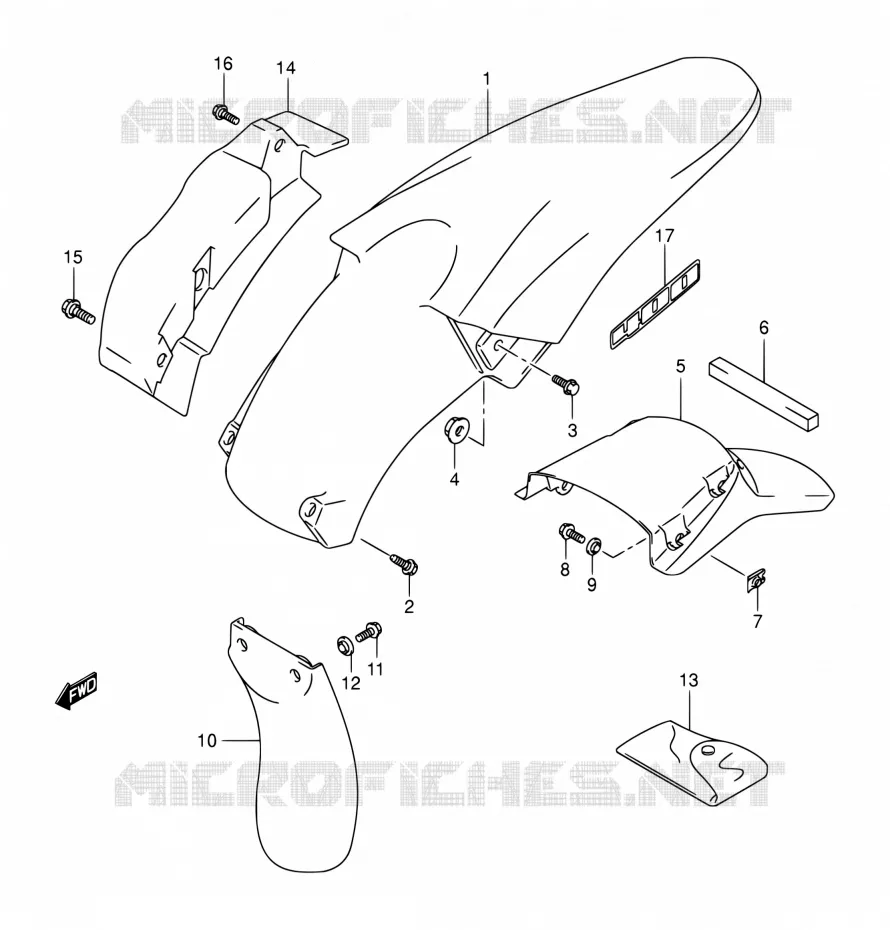 ACHTERSPATBORD (MODELE Y/K1/K2/K3) Suzuki MOTO 400 DR-Z 2003  DR-Z400 K3 (E03,E28,E33)