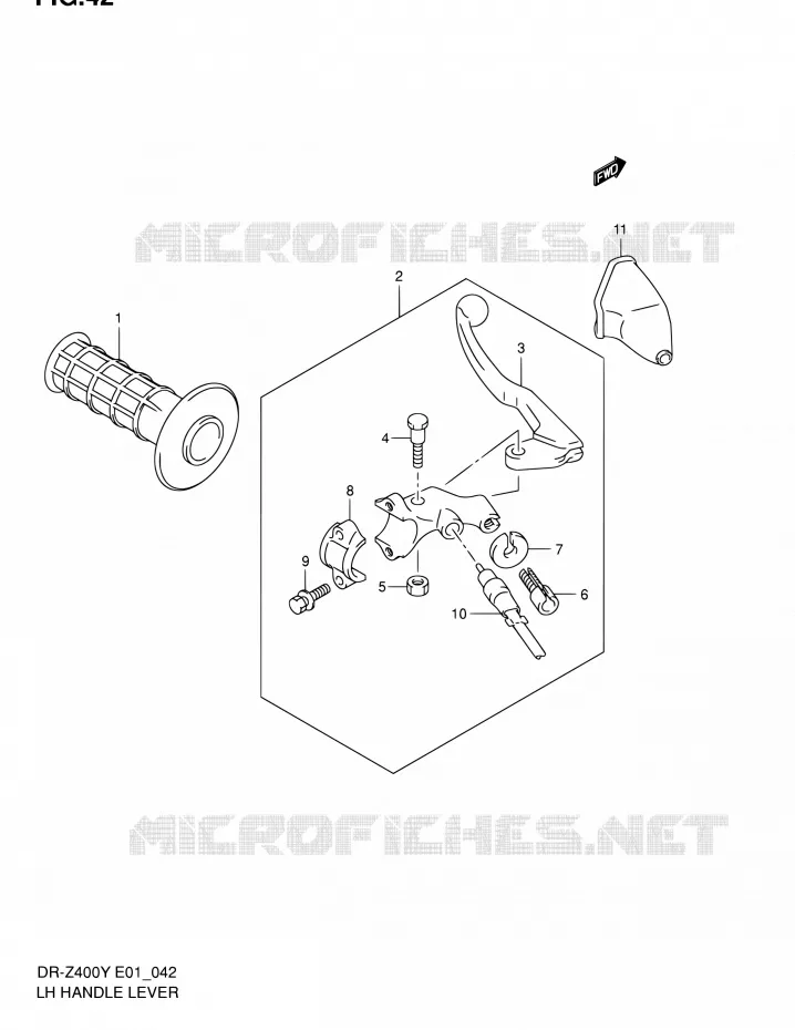 LINKER HENDEL - HANDGREEP (DR-Z400EY/EK1/EK2/EK3/EK4 E01,DR-Z400EY P37) Suzuki MOTO 400 DR-Z 2002  DR-Z400EK2(E24)