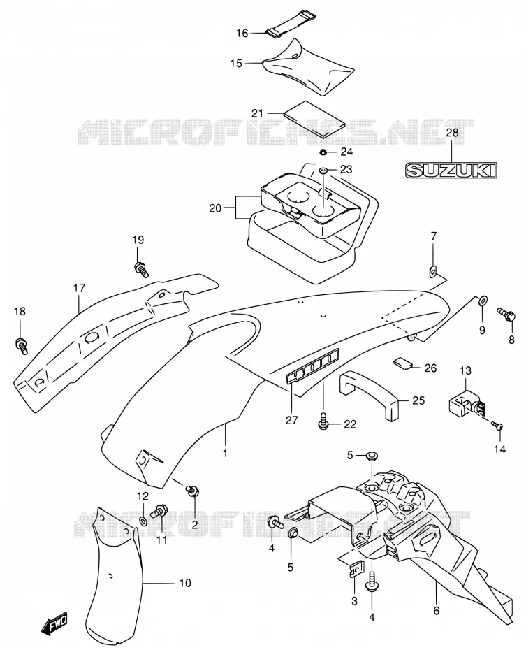 ACHTERSPATBORD (DR-Z400E E24) Suzuki MOTO 400 DR-Z 2004  DR-Z400EK4(E24)