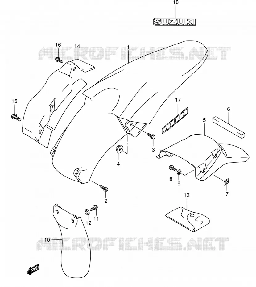 ACHTERSPATBORD (SANS E24) Suzuki MOTO 400 DR-Z 2004  DR-Z400EK4(E24)