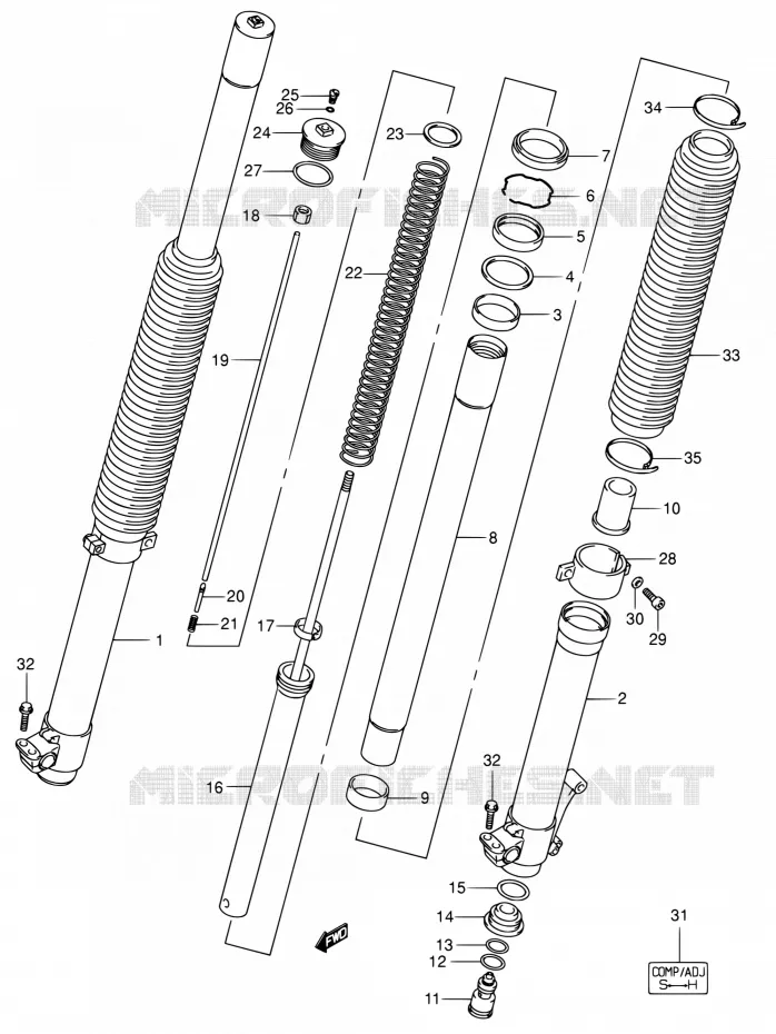 VOORVORK (DR-Z400EY/EK1/EK2 P37) Suzuki MOTO 400 DR-Z 2004  DR-Z400EK4(E24)