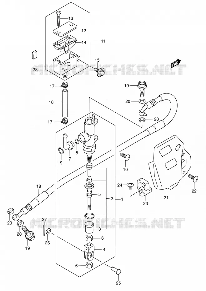 ACHTER HOOFDREMCILINDER Suzuki MOTO 400 DR-Z 2005  DR-Z400E K5 (E03,E28,E33)