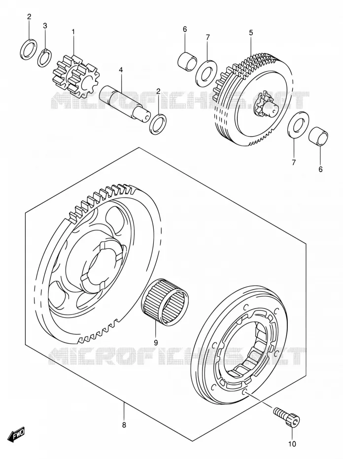 STARTMOTOR CLUTCH Suzuki MOTO 400 DR-Z 2005  DR-Z400E K5 (E03,E28,E33)