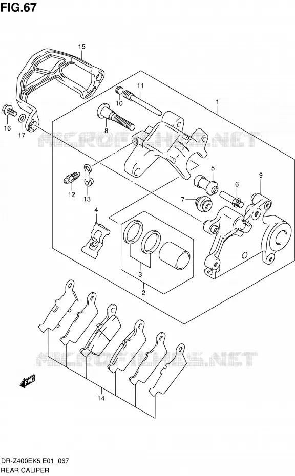 REAR CALIPER Suzuki MOTO 400 DR-Z 2006  DR-Z400EK6(E24)