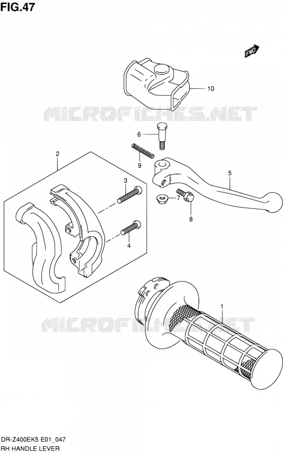 RECHTER HENDEL - HANDGREEP (SANS E24) Suzuki MOTO 400 DR-Z 2007  DR-Z400EK7(E24)