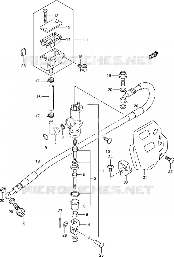 ACHTER HOOFDREMCILINDER Suzuki MOTO 400 DR-Z 2001  DR-Z400S K1 (E03,E28,E33)