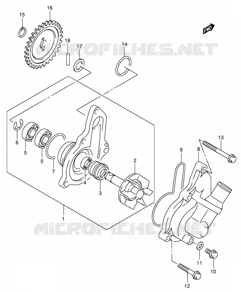 WATERPOMP Suzuki MOTO 400 DR-Z 2004  DR-Z400S K4 (E03,E28,E33)