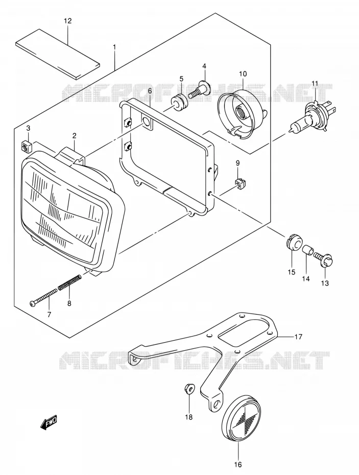 KOPLAMP Suzuki MOTO 400 DR-Z 2007  DR-Z400S K7 (E03,E28,E33)