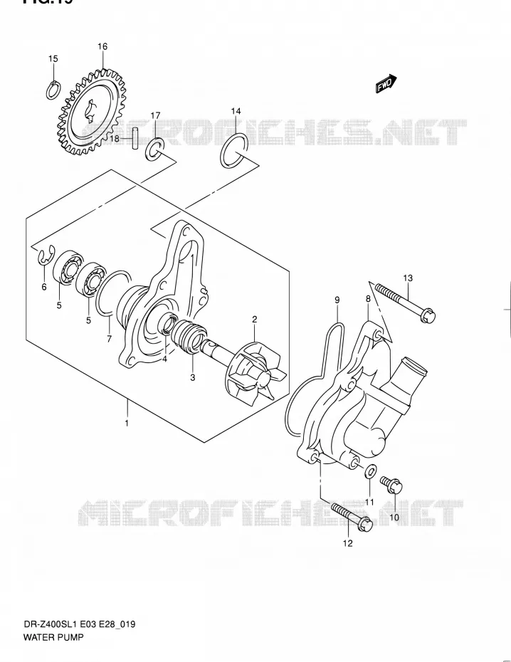 WATERPOMP Suzuki MOTO 400 DR-Z 2011  DR-Z400S L1 (E03,E28,E33)