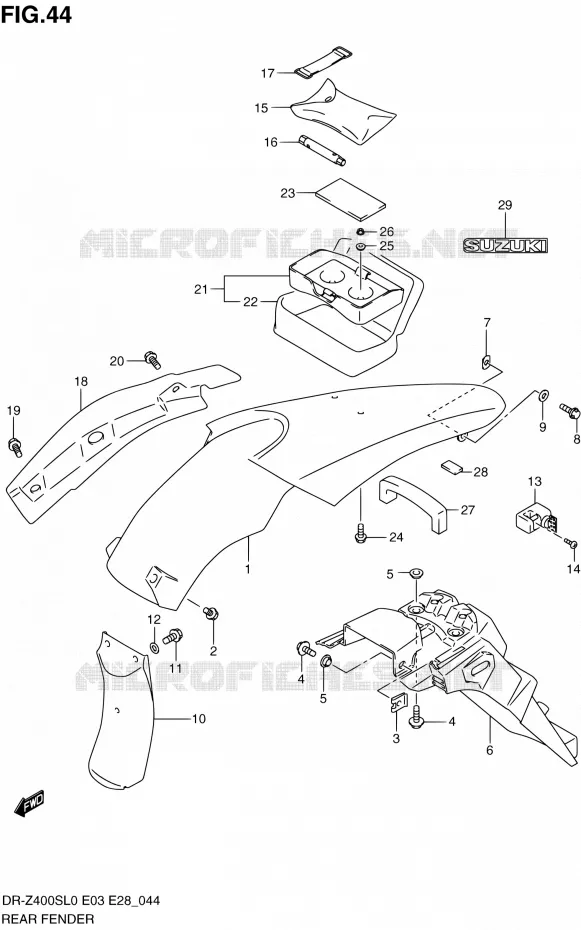 ACHTERSPATBORD Suzuki MOTO 400 DR-Z 2010  DR-Z400S L0 (E03,E28,E33)