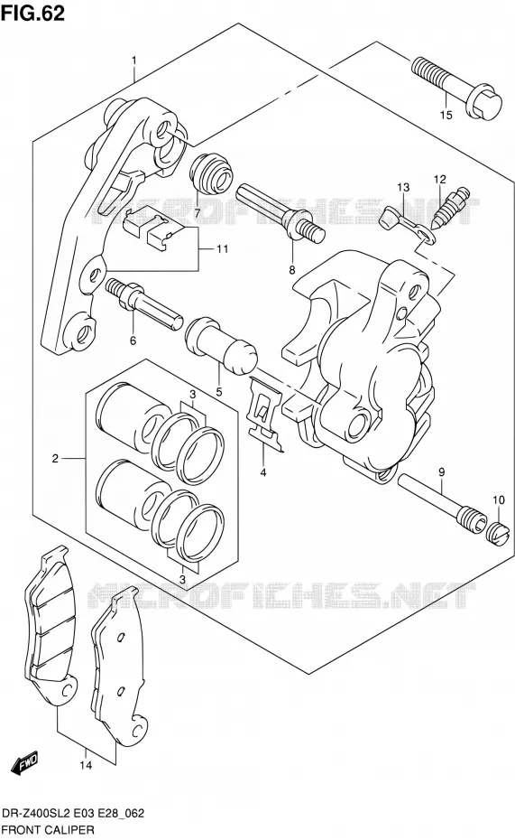 FRONT CALIPER Suzuki MOTO 400 DR-Z 2012  DR-Z400S L2 (E03,E28,E33)