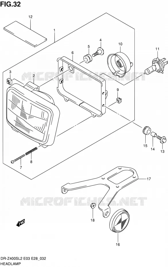 KOPLAMP Suzuki MOTO 400 DR-Z 2012  DR-Z400S L2 (E03,E28,E33)