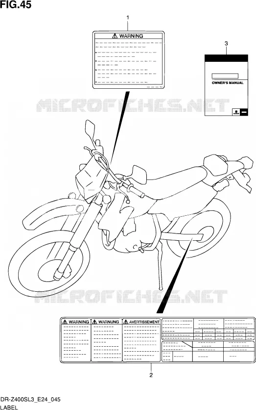 ETIKET Suzuki MOTO 400 DR-Z 2013  DR-Z400S L3 (E24)