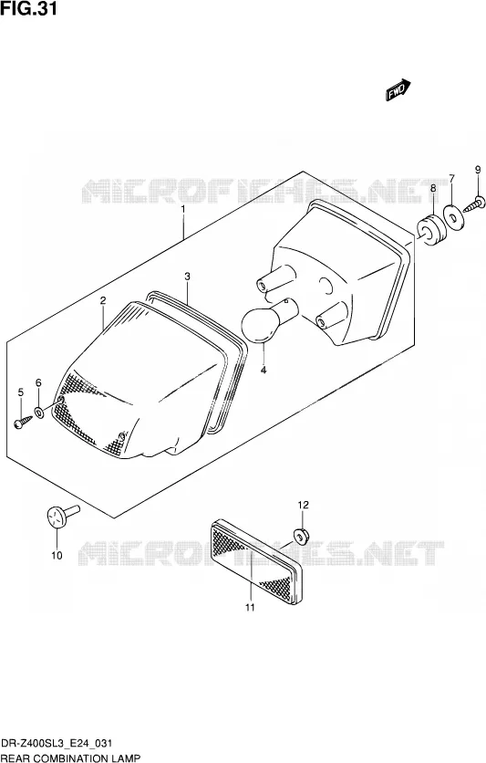 TAIL LIGHT ASSY Suzuki MOTO 400 DR-Z 2013  DR-Z400S L3 (E24)